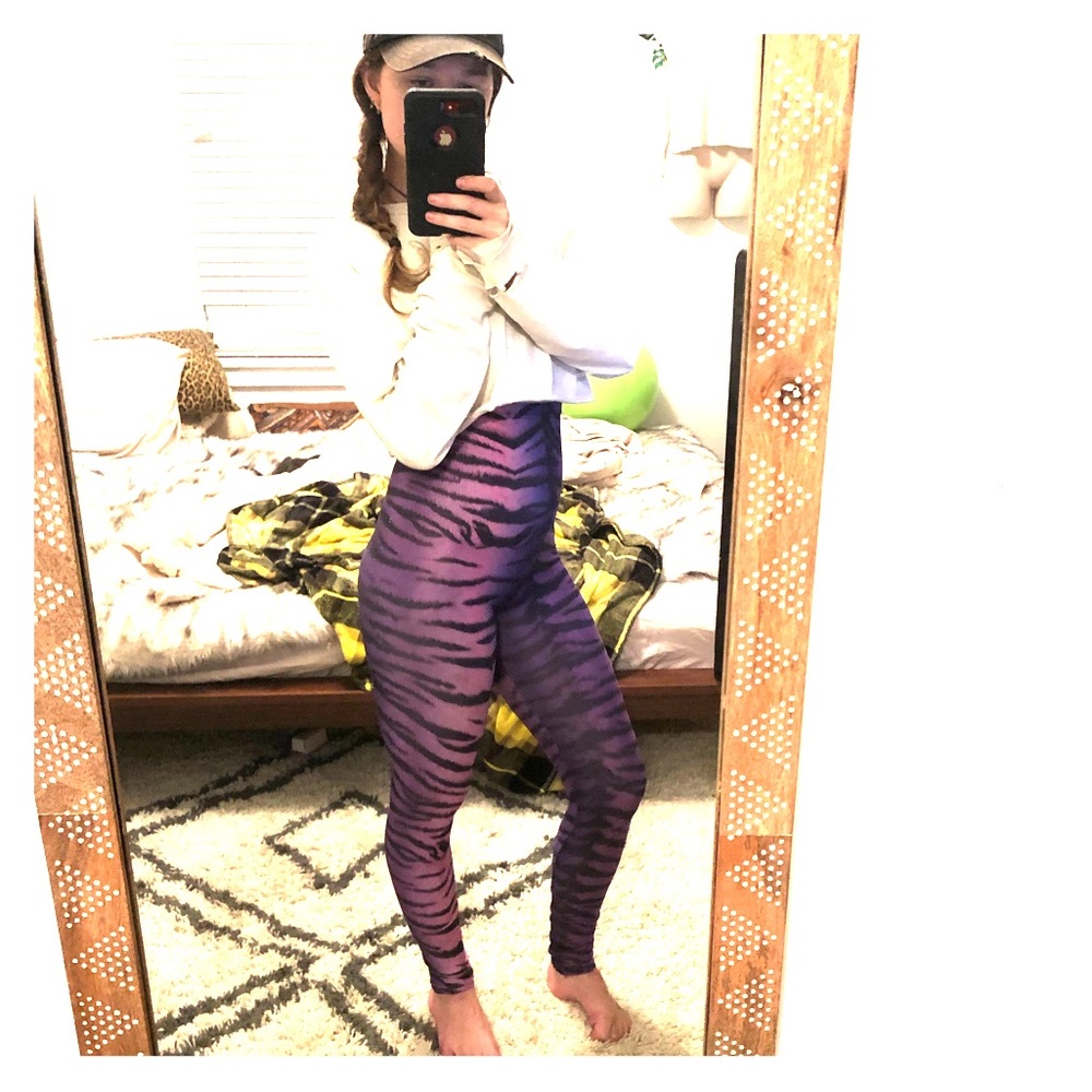 Purple zebra print leggings high waisted from uk